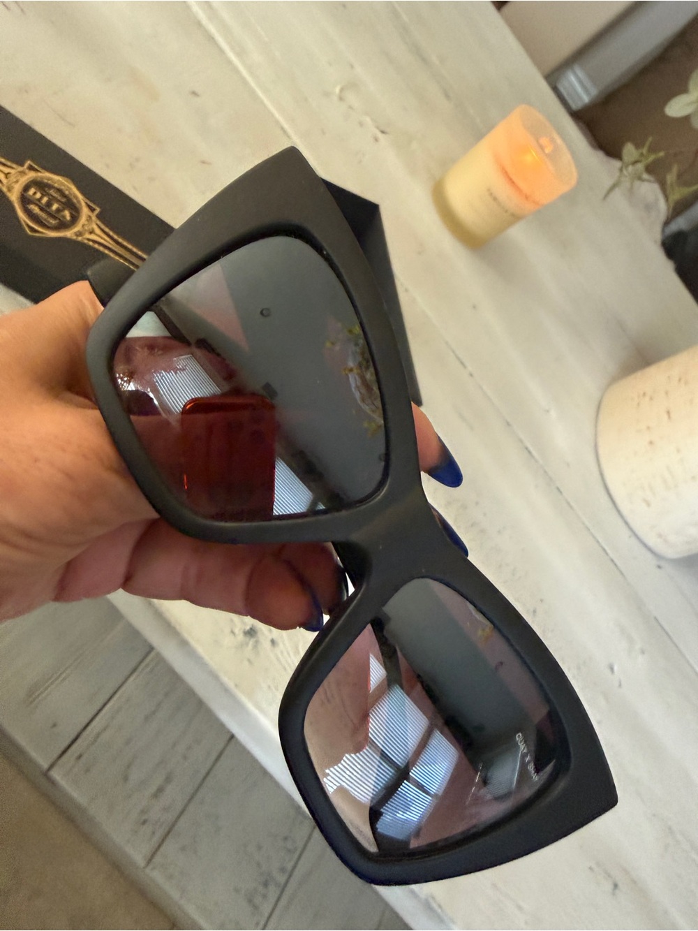 DITA Matte Black Oversized Cat-Eye Sunglasses with Dark Lenses